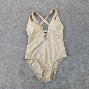 Becca Tan and Golden Color One Piece Swimsuit Women's Small NEW
